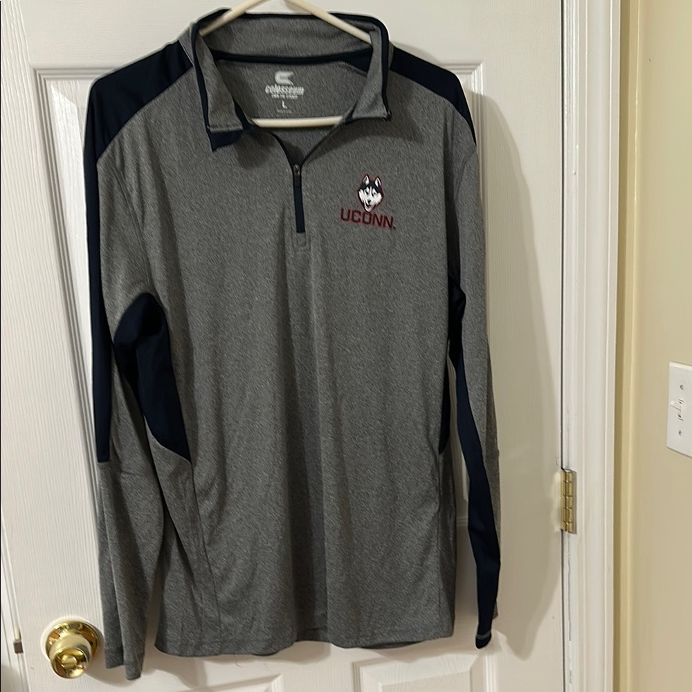 UConn Gray and Navy Quarter-Zip Pullover